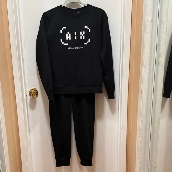 Armani Exchange Black Logo Sweatshirt and Joggers - Picture 1 of 11